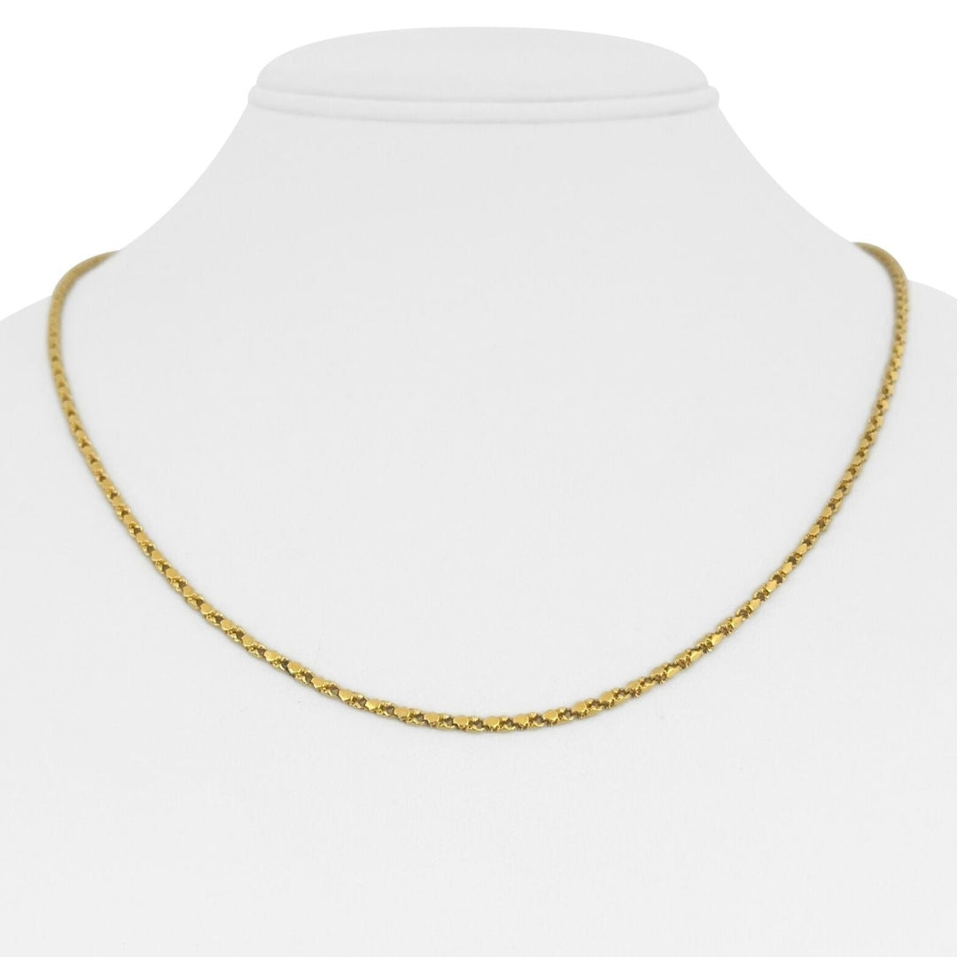 24k Pure Yellow Gold 15g Thin 1.5mm Twisted Nugget Style Chain Necklace 19"