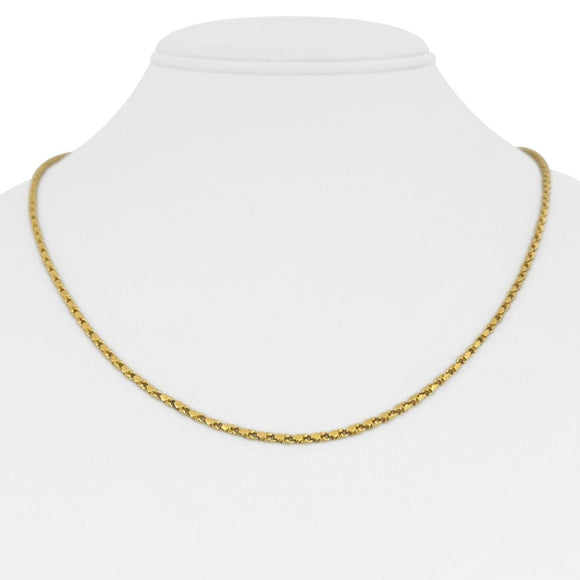 24k Pure Yellow Gold 15g Thin 1.5mm Twisted Nugget Style Chain Necklace 19