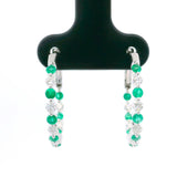 Brand New 14k White Gold Emerald and Diamond Hoop Earrings