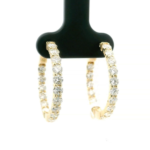 Brand New 3cttw Natural Diamond Inside Out Hoop Earrings in 14k Yellow Gold