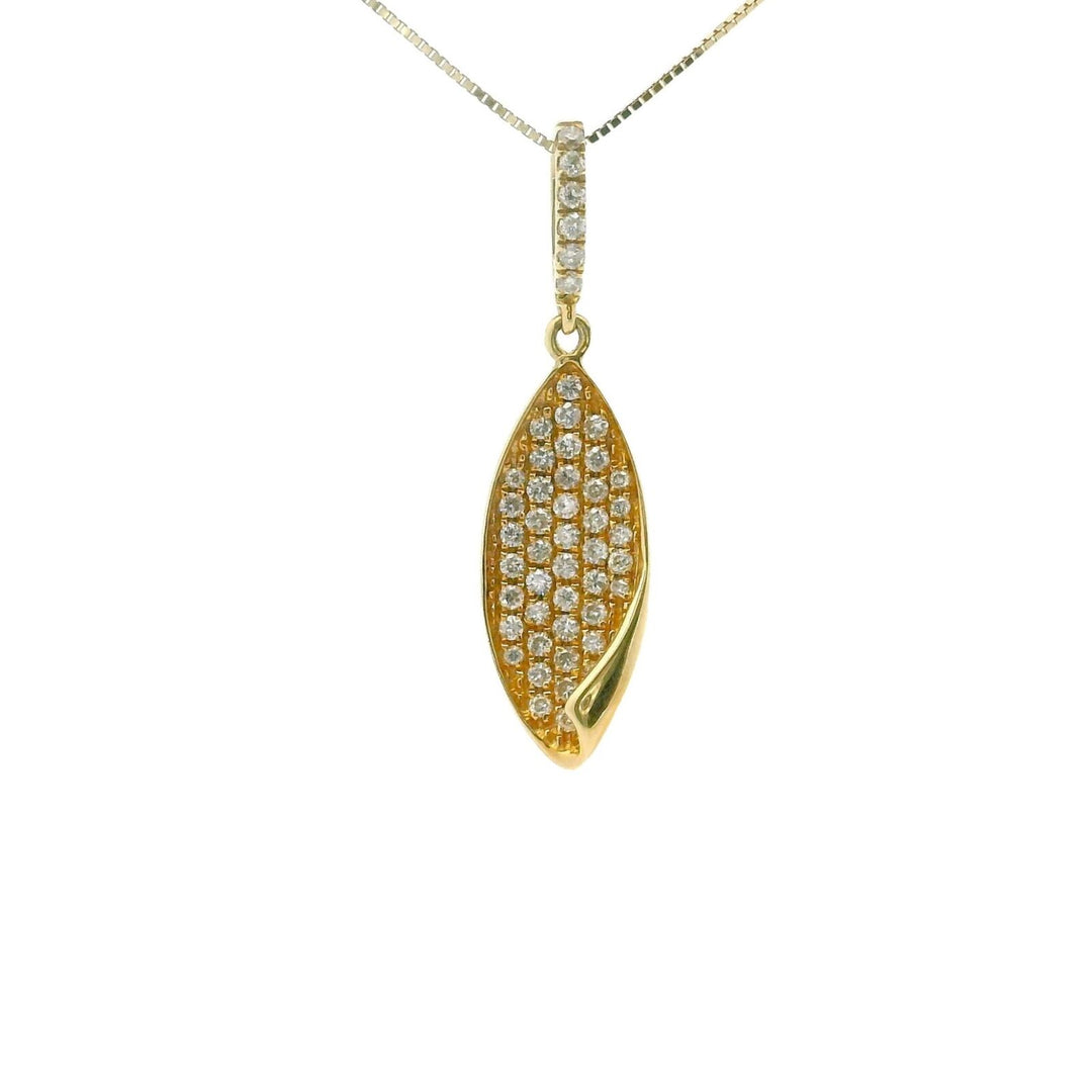 Brand New 14k Yellow Gold and 0.32cttw Diamond Fancy Pendant Necklace 18"