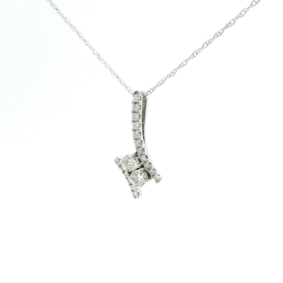 Brand New 14k White Gold and Diamond Bypass Pendant Necklace 18