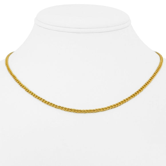 24k Pure Yellow Gold 12.2g Solid Thin 2.5mm Curb Link Chain Necklace 16
