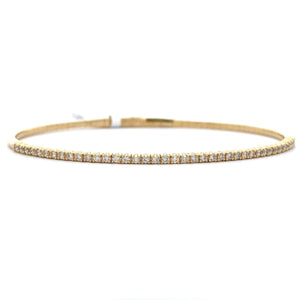 Brand New 14k Yellow Gold and Diamond Flex Bangle Bracelet 7"