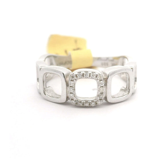 Brand New 14k White Gold and Diamond Open Square Band Ring Size 6.5