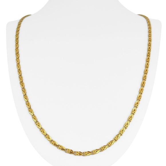 22k Yellow Gold 20.4g Diamond Cut 3.5mm Fancy Heart Link Chain Necklace 26