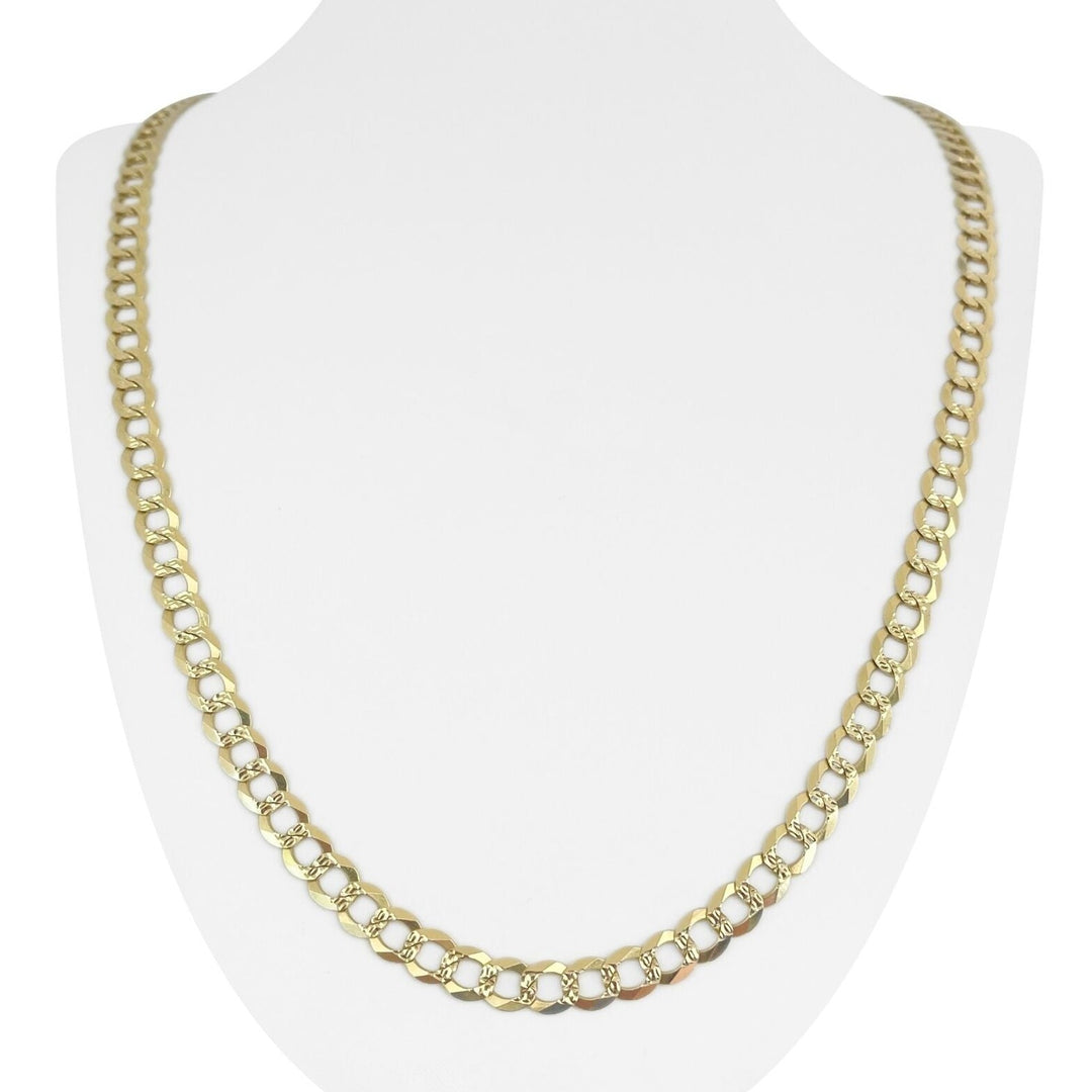 14k Yellow Gold 30.6g Diamond Cut 7mm Curb Link Chain Necklace 26"