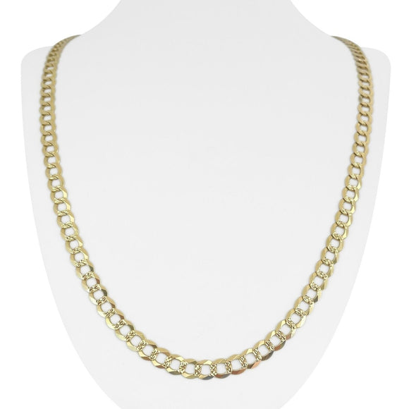 14k Yellow Gold 30.6g Diamond Cut 7mm Curb Link Chain Necklace 26
