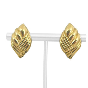 18k Yellow Gold 11.7g Solid Ladies Polished Leaf Earrings 1"
