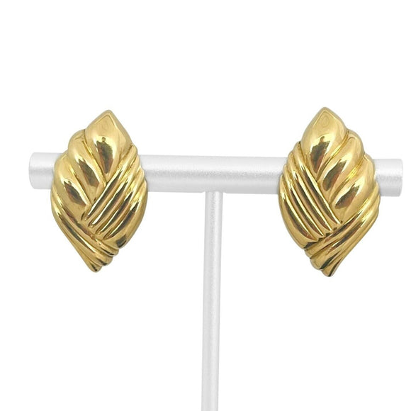 18k Yellow Gold 11.7g Solid Ladies Polished Leaf Earrings 1
