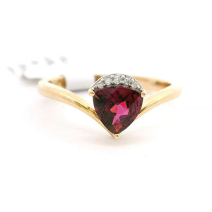 Brand New Rhodolite and Diamond Ring in 14k Yellow Gold Size 7