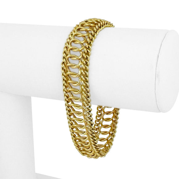 14k Yellow Gold 12.8g Ladies Vintage 15mm Spiral Fancy Link Bracelet Italy 7.5