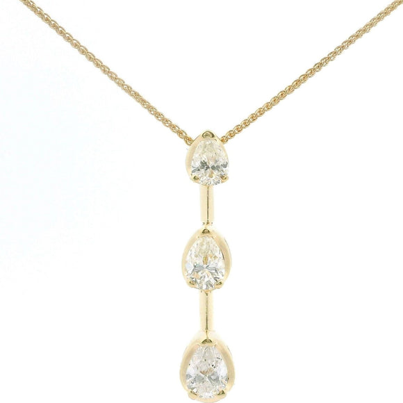 Brand New 14k Yellow Gold and 0.50ct Three Diamond Pendant Necklace 20