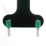 Brand New Emerald and Diamond Stud Earrings in 14k White Gold