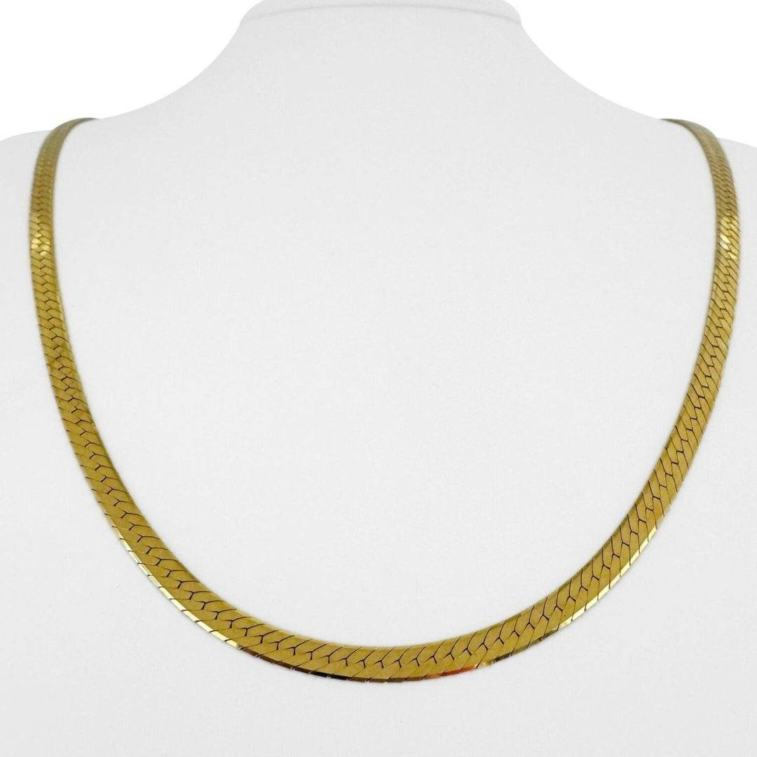 14k Yellow Gold 21.3g Solid 4mm Herringbone Link Chain Necklace Italy 24"