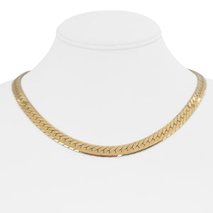 14k Yellow Gold 43.3g Solid Thick 7mm Herringbone Link Necklace Italy 18.5"