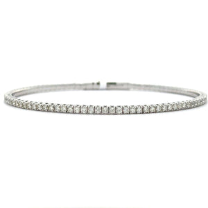 Brand New 14k White Gold and 1.4cttw Diamond Flex Bangle Bracelet 7"
