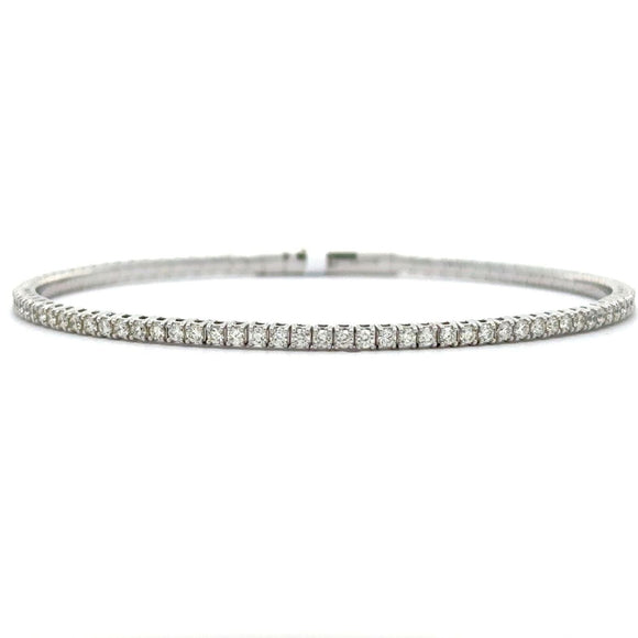 Brand New 14k White Gold and 1.4cttw Diamond Flex Bangle Bracelet 7