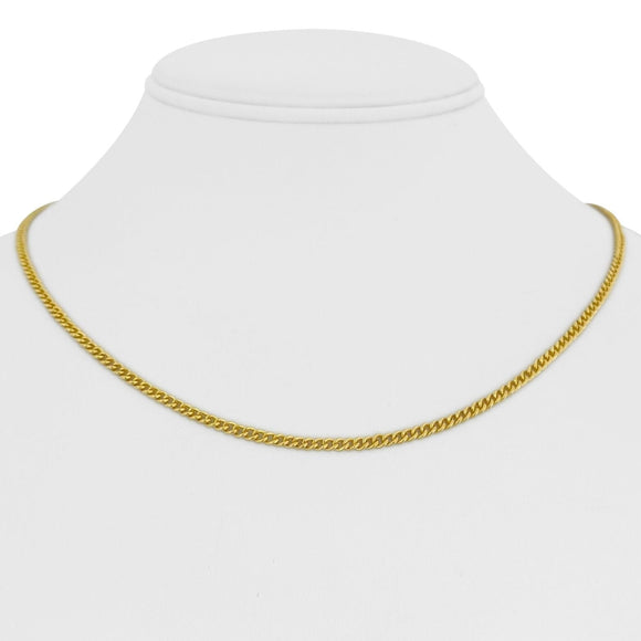 24k Pure Yellow Gold 15g Solid Thin 2.5mm Curb Link Chain Necklace 18