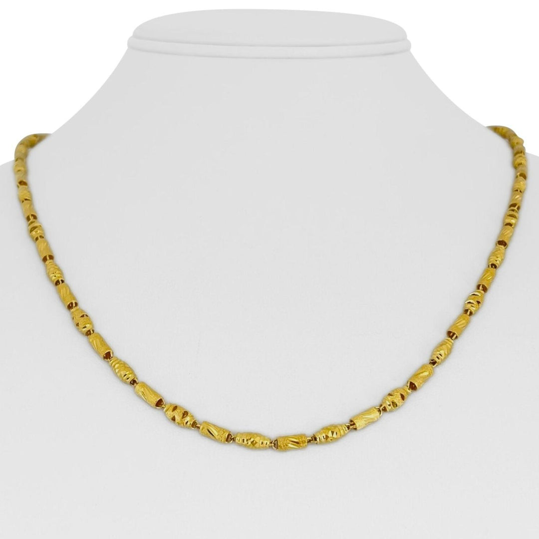 24k Pure Yellow Gold 15.3g Diamond Cut 3.5mm Open Cylinder Link Necklace 20"