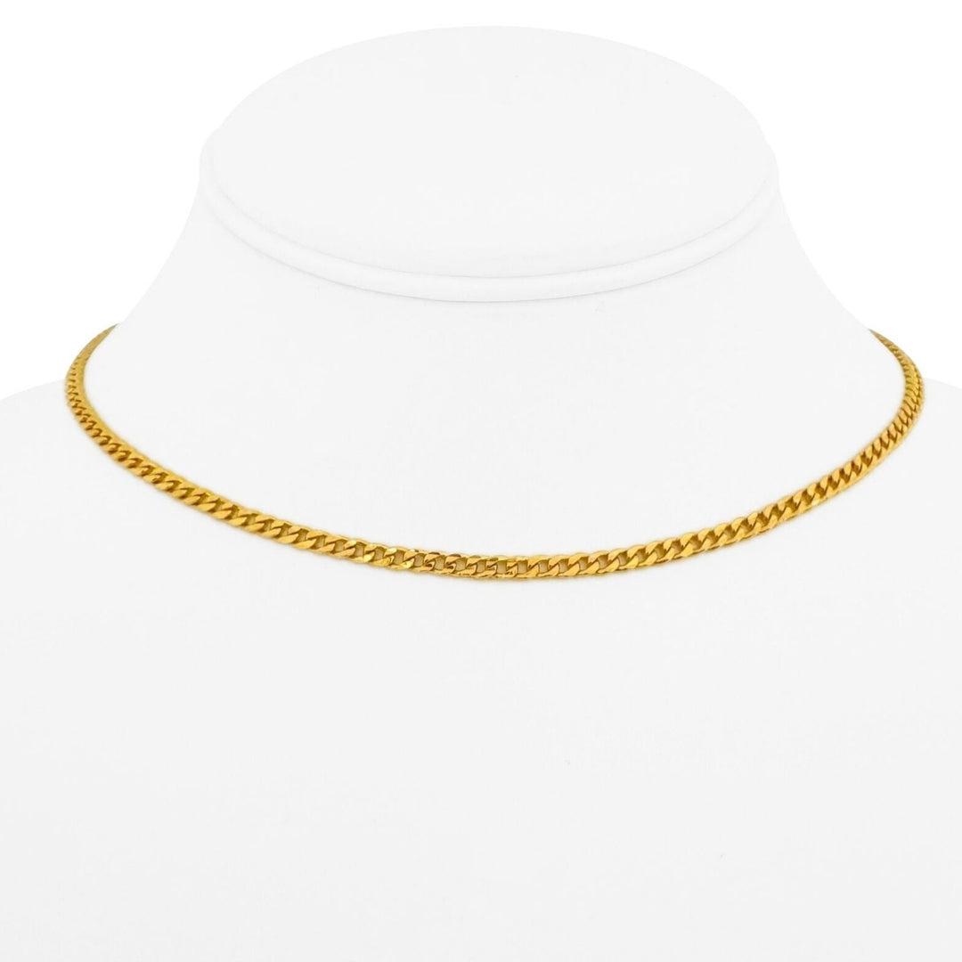 24k Pure Yellow Gold 14.7g Solid Ladies 3mm Curb Link Choker Necklace 14.5"