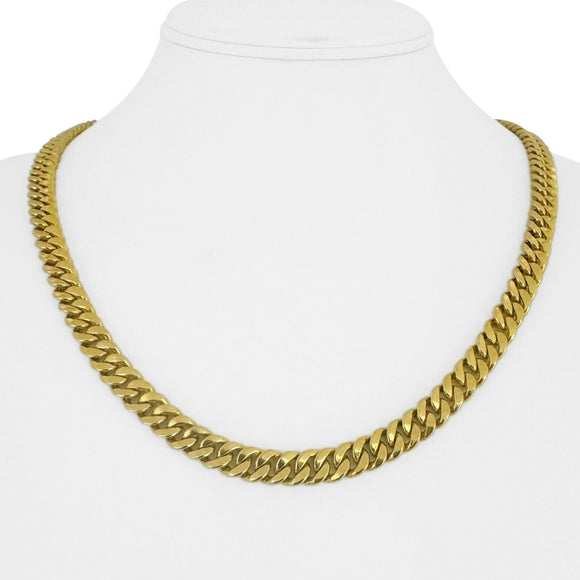 18k Yellow Gold 82g Solid Heavy 7mm Cuban Link Chain Necklace 21