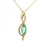 Brand New 14k Yellow Gold Emerald and Diamond Pendant Necklace 16" to 18"