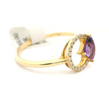 Brand New Amethyst and Diamond Circle Ring in 14k Yellow Gold Size 7