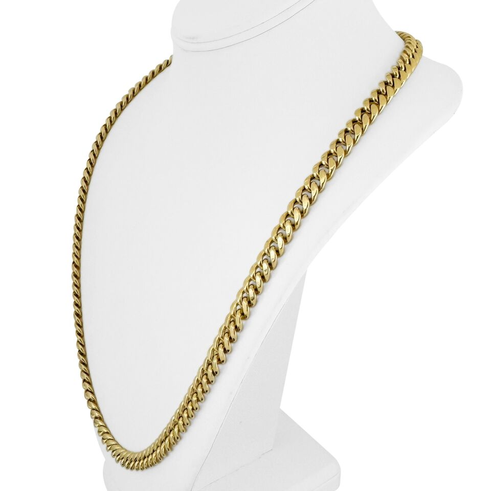 14k Yellow Gold 42g Hollow Men's 7.5mm Cuban Link Chain Necklace 26"