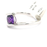 Brand New Amethyst and Diamond Bypass Ring in 14k White Gold Size 7