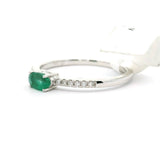 Brand New Emerald and Diamond Ring in 14k White Gold Size 7