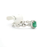 Brand New Emerald and Diamond Halo Ring in 14k White Gold Size 7