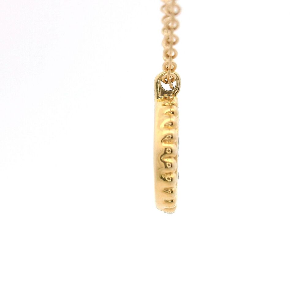 Brand New 14k Yellow Gold and Diamond Circle Pendant Necklace 18"