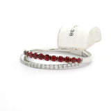Brand New Ruby and Diamond Two Band Ring in 14k White Gold Size 6.5
