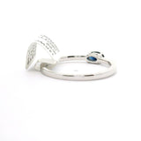 Brand New Blue Sapphire and Diamond Ring in 14k White Gold Size 7