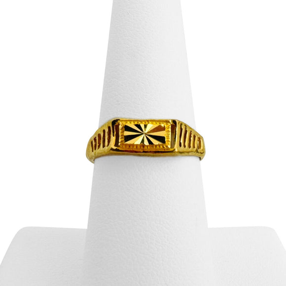 24k Pure Yellow Gold 4.1g Solid Diamond Cut Fancy Wrapped Ring