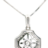 Brand New 14k White Gold and Diamond Fancy Pendant Necklace 18"