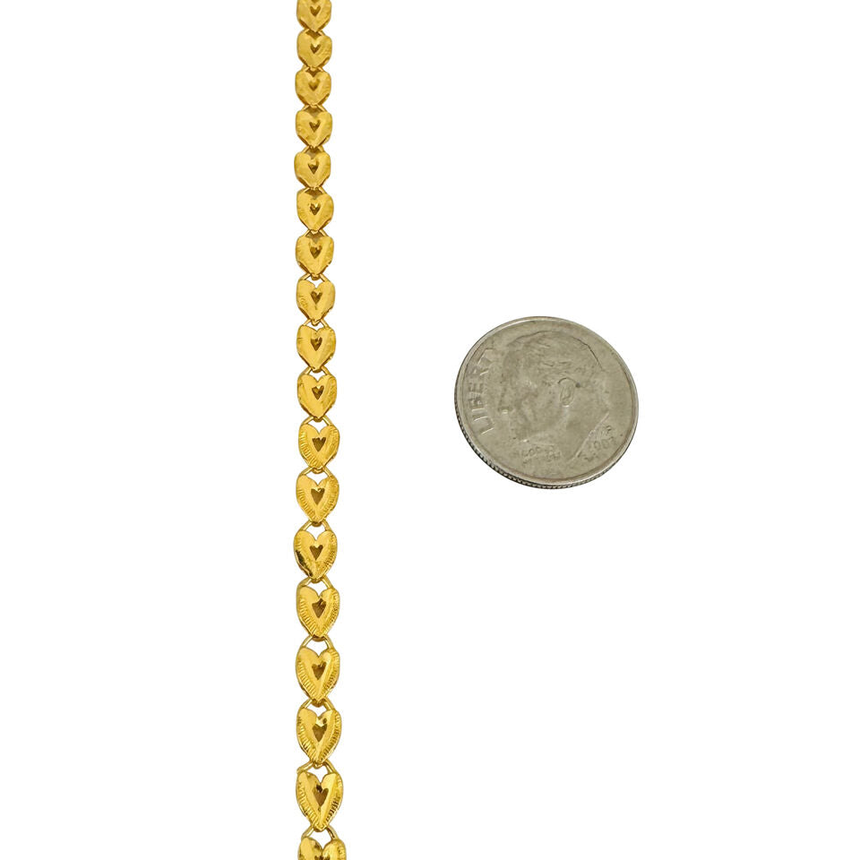 24k Pure Yellow Gold 12g Ladies Diamond Cut 4mm Fancy Link Necklace 15"