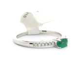 Brand New Emerald and Diamond Ring in 14k White Gold Size 7