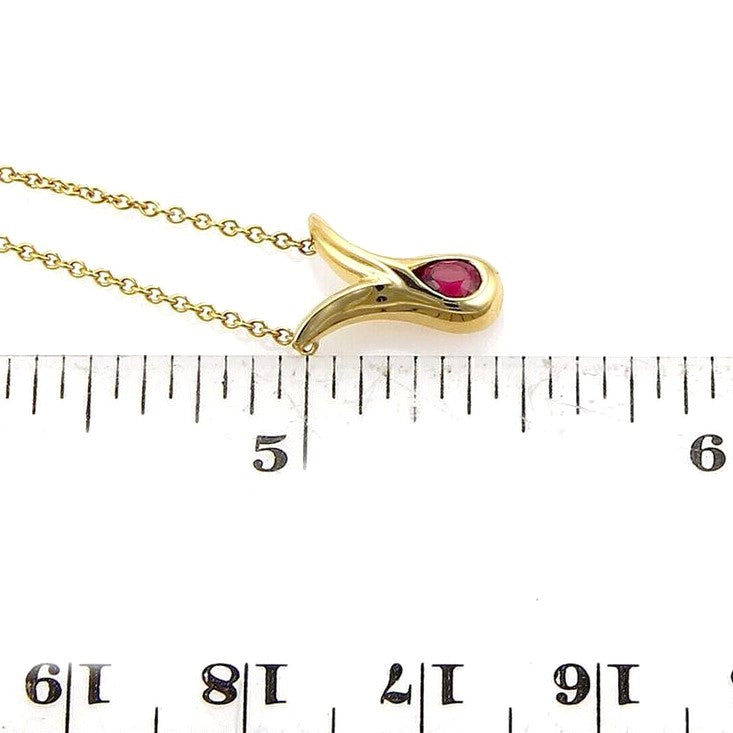 Tiffany & Co. 18k Yellow Gold and Pear Cut Ruby Pendant Necklace 16"