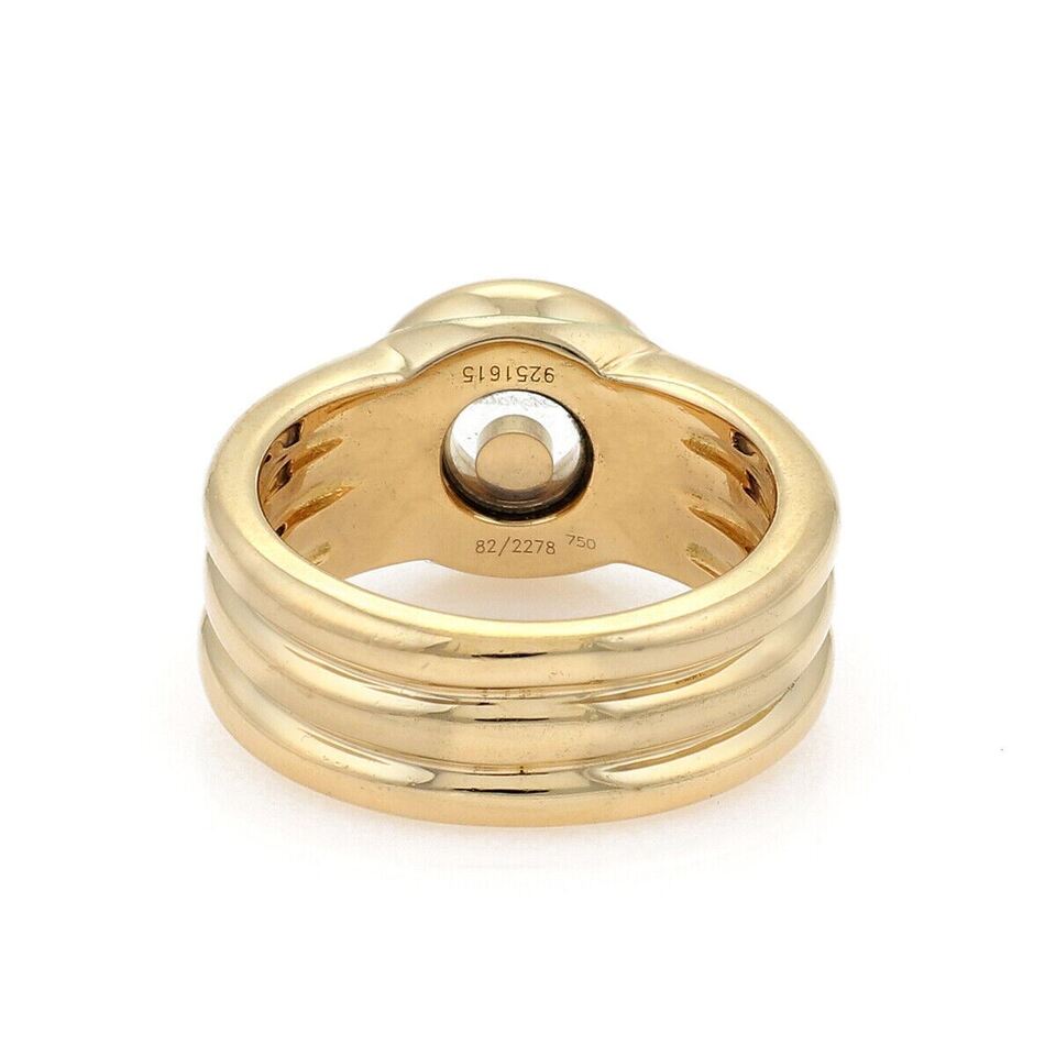 Chopard Happy Diamond 18k Yellow Gold Diamond Bezel Ribbed Band Ring Size 7
