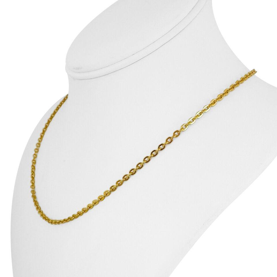 24k Pure Yellow Gold 12.3g Solid Thin 2.5mm Cable Link Chain Necklace 18"