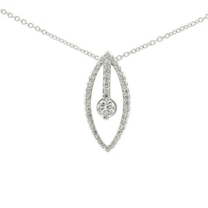 Brand New 18k White Gold and Diamond Marquise Pendant Necklace 16"