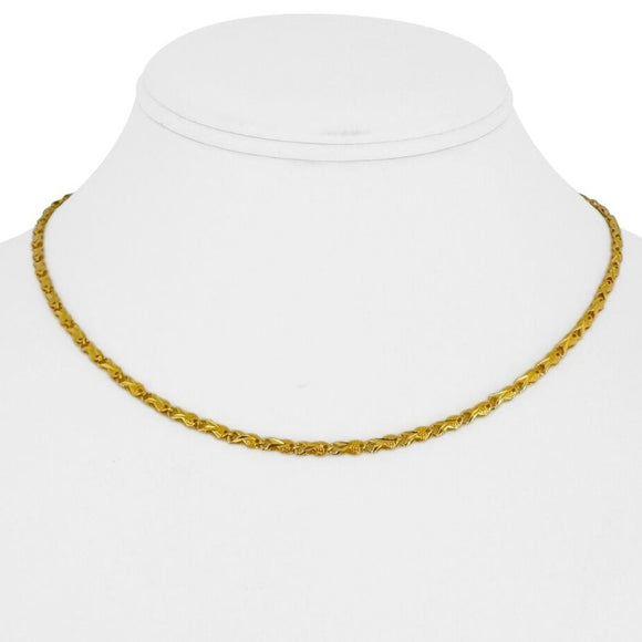 24k Pure Yellow Gold 8.7g Ladies Diamond Cut 2.5mm Fancy Link Necklace 16