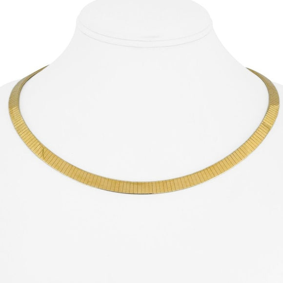 14k Yellow Gold 42.6g Solid Heavy Flat 6mm Omega Link Necklace Italy 18
