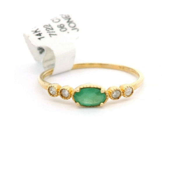 Brand New Emerald and Diamond Ladies Ring in 14k Yellow Gold Size 7