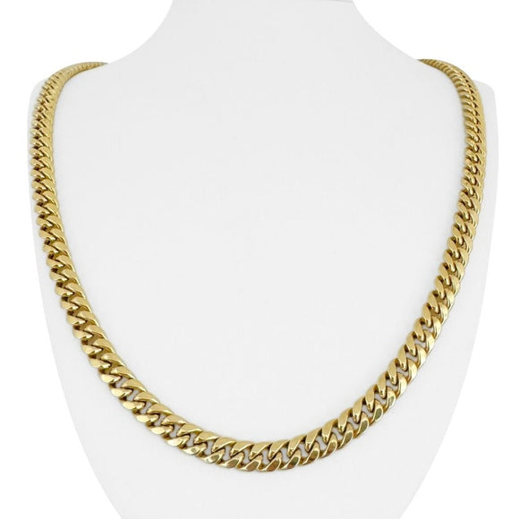 14k Yellow Gold 42g Hollow Men's 7.5mm Cuban Link Chain Necklace 26