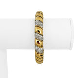 Sabbadini 18k Yellow and White Gold Diamond Heavy 55g Cuff Bracelet Italy