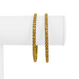 Pair of 22k Yellow Gold 20.9g Diamond Cut Fancy Beaded Bangle Bracelets 7.5"