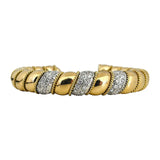 Sabbadini 18k Yellow and White Gold Diamond Heavy 55g Cuff Bracelet Italy